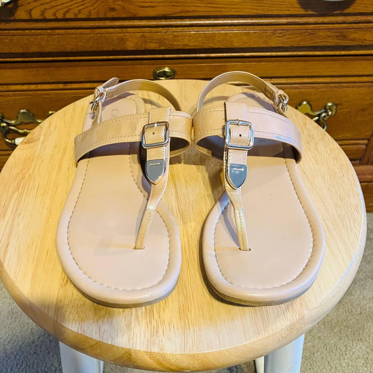 COACH Cassidy Tan Nude Patent Leather T Strap Depop