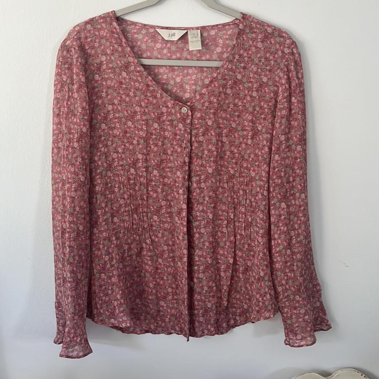 J. Jill Floral Silk Button Down Blouse, Women's... - Depop