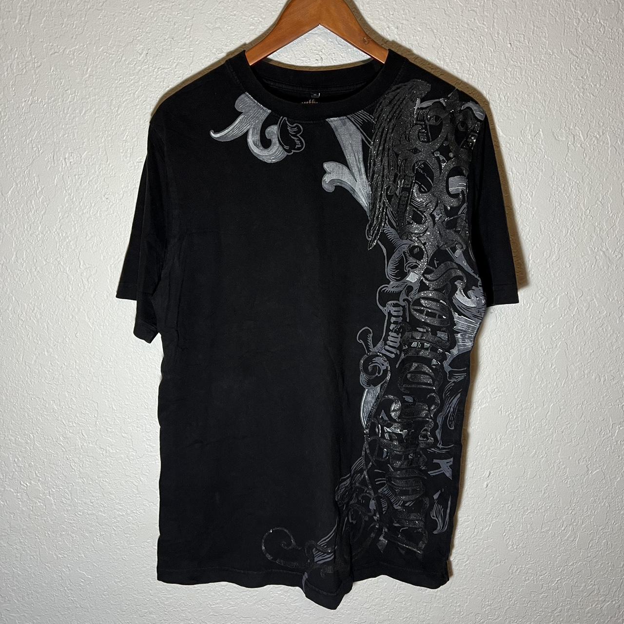 Y2K Southpole Premium Graphic Shirt Black Silver... - Depop