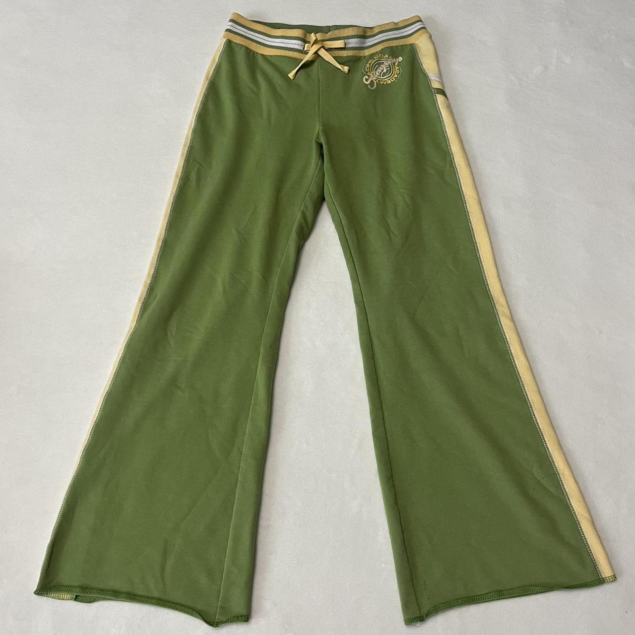 Y2K green and yellow yoga track pants No... Depop