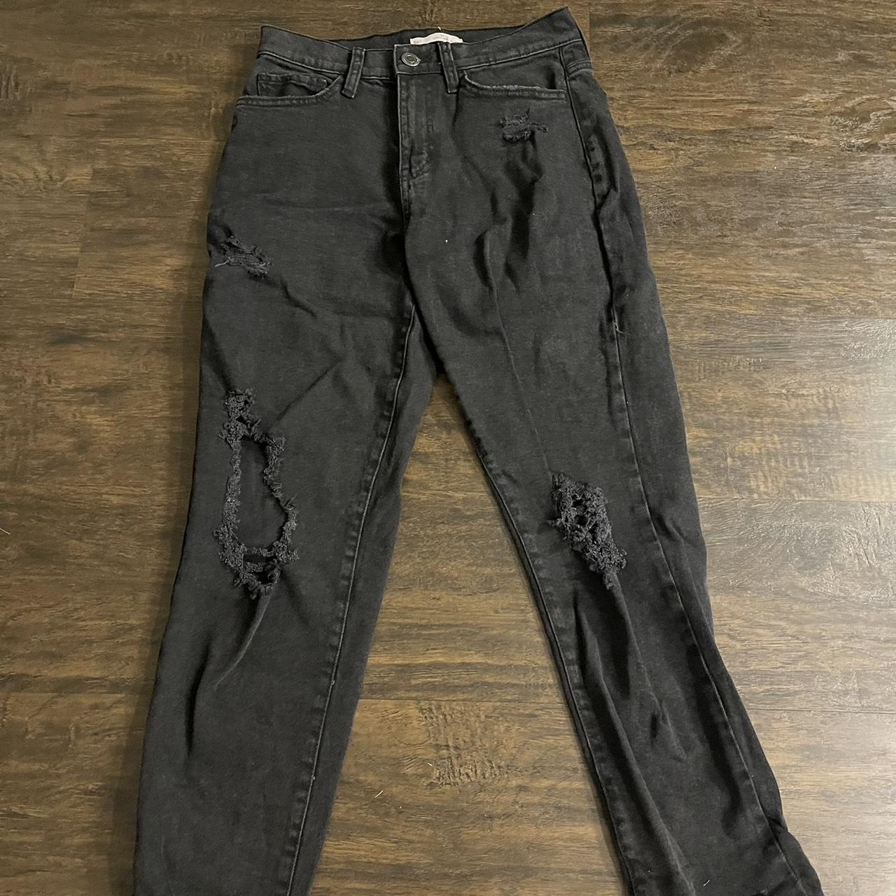 kohl's black ripped jeans curvy high rise mom - Depop