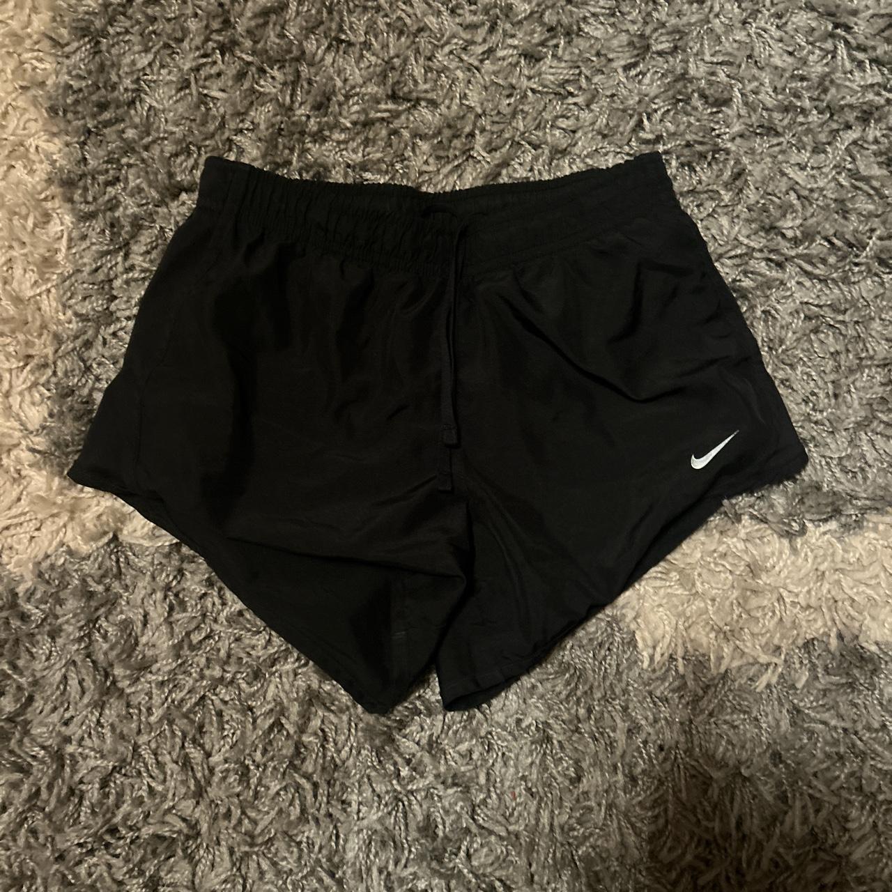 Super comfy, black Nike running shorts in kids size... - Depop