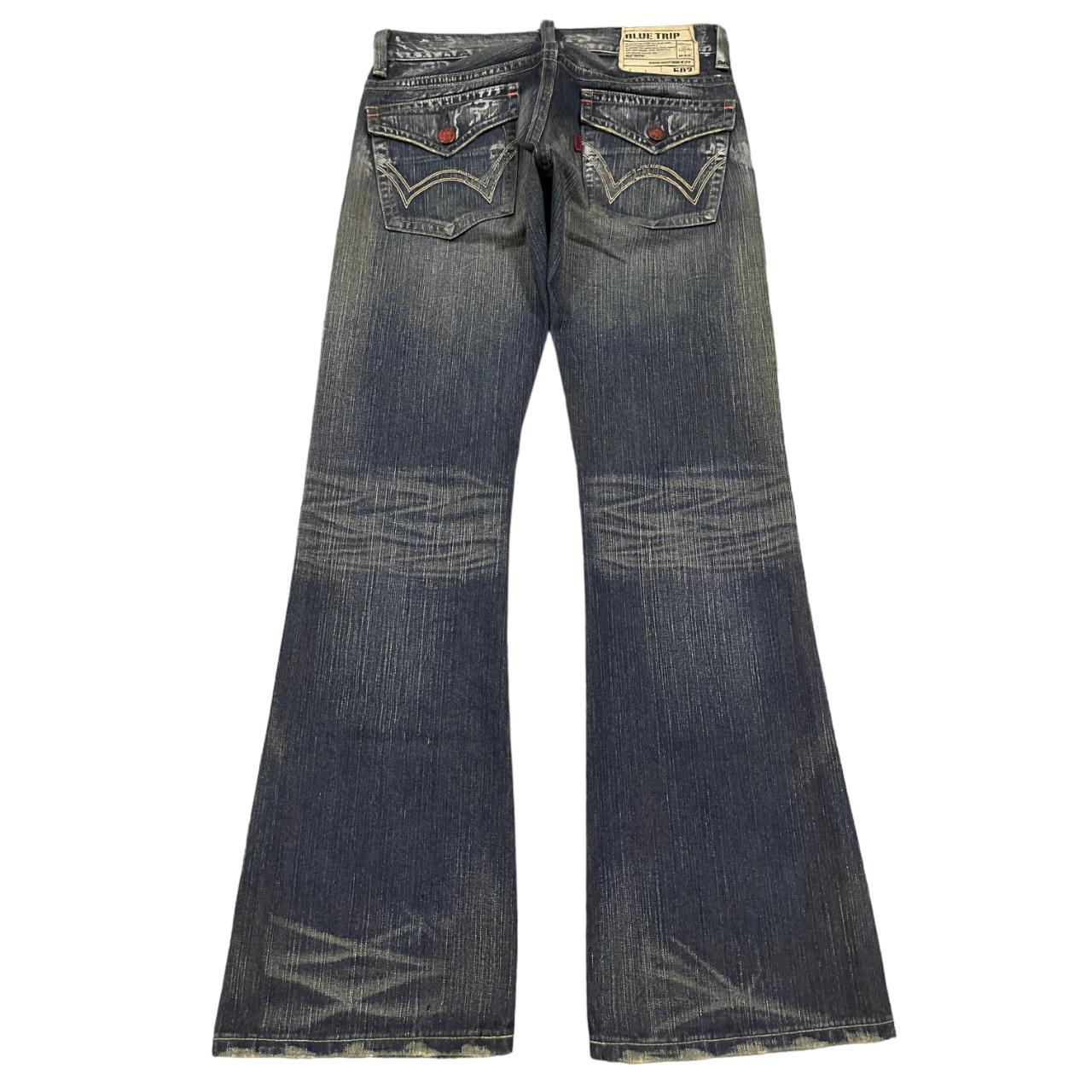 1990s vintage archive EDWIN 503 バギー デニム Vintage Japan Edwin 503 Blue Trip Distressed Bootcut | Depop