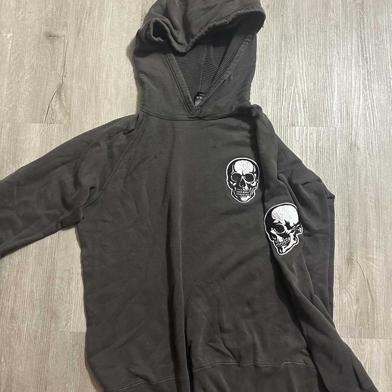 number nine brown double skull hoodie 2004 size 4 - Depop