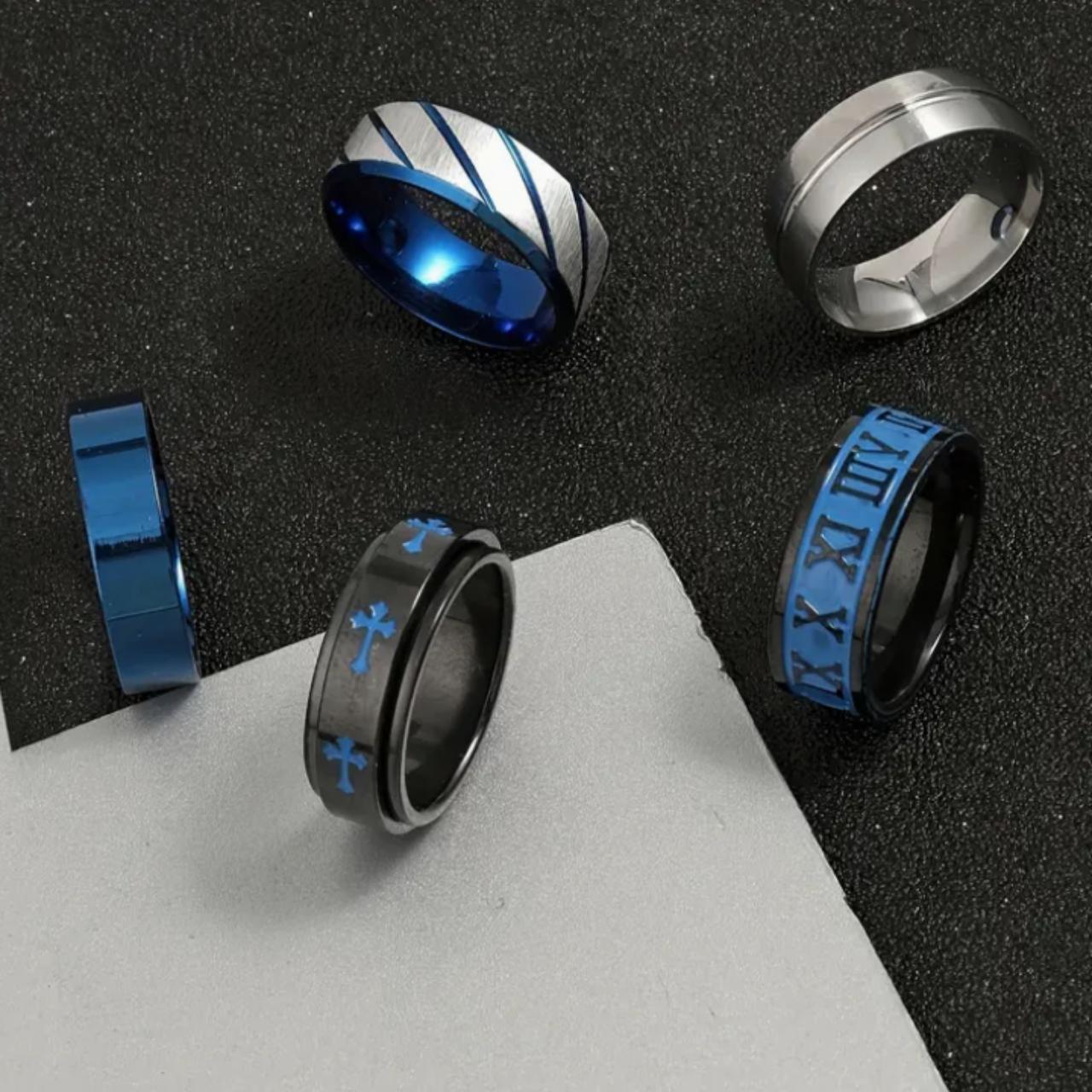 Cool men's rings 5 pc set. Multiple sizes and... Depop