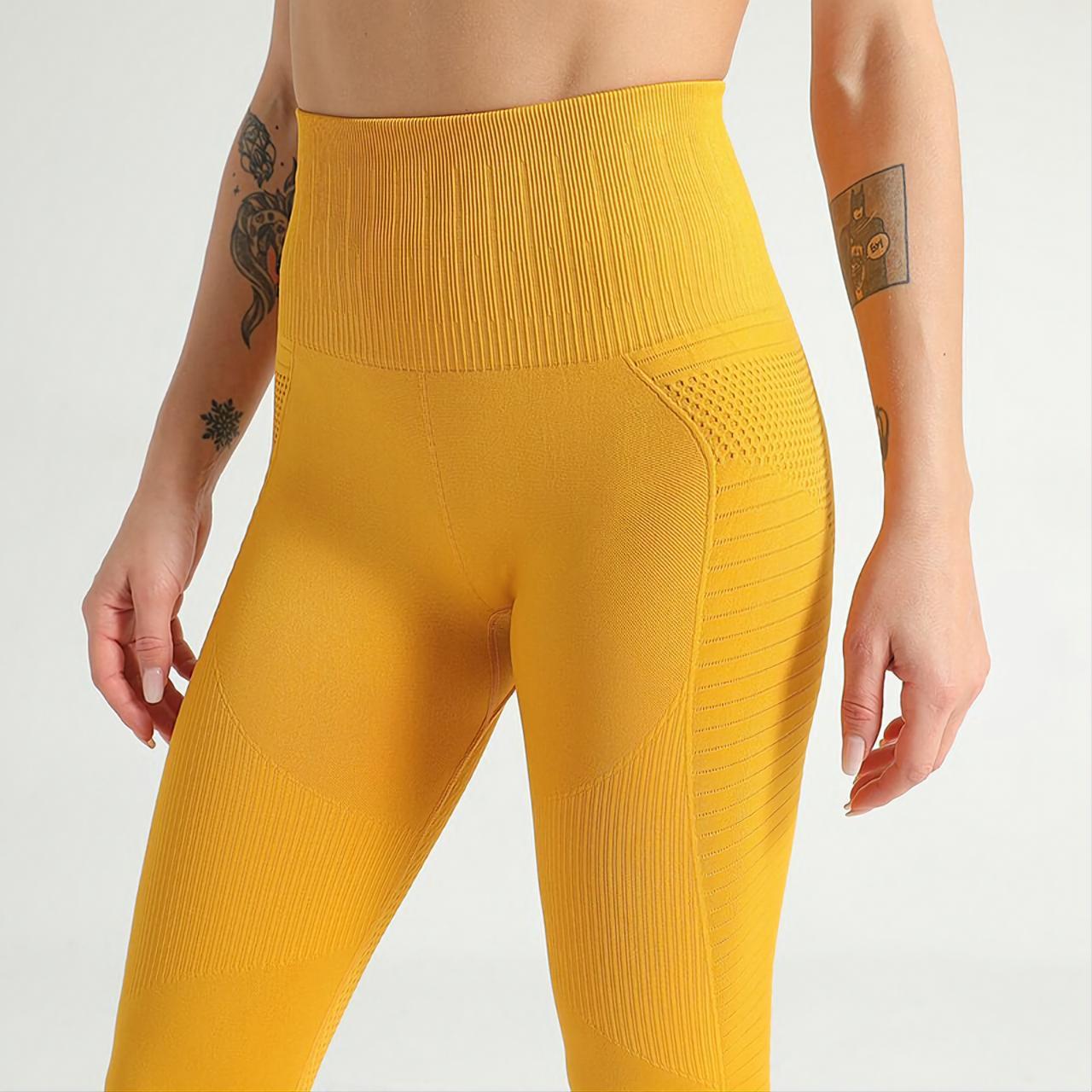 Women's Yellow Leggings Depop