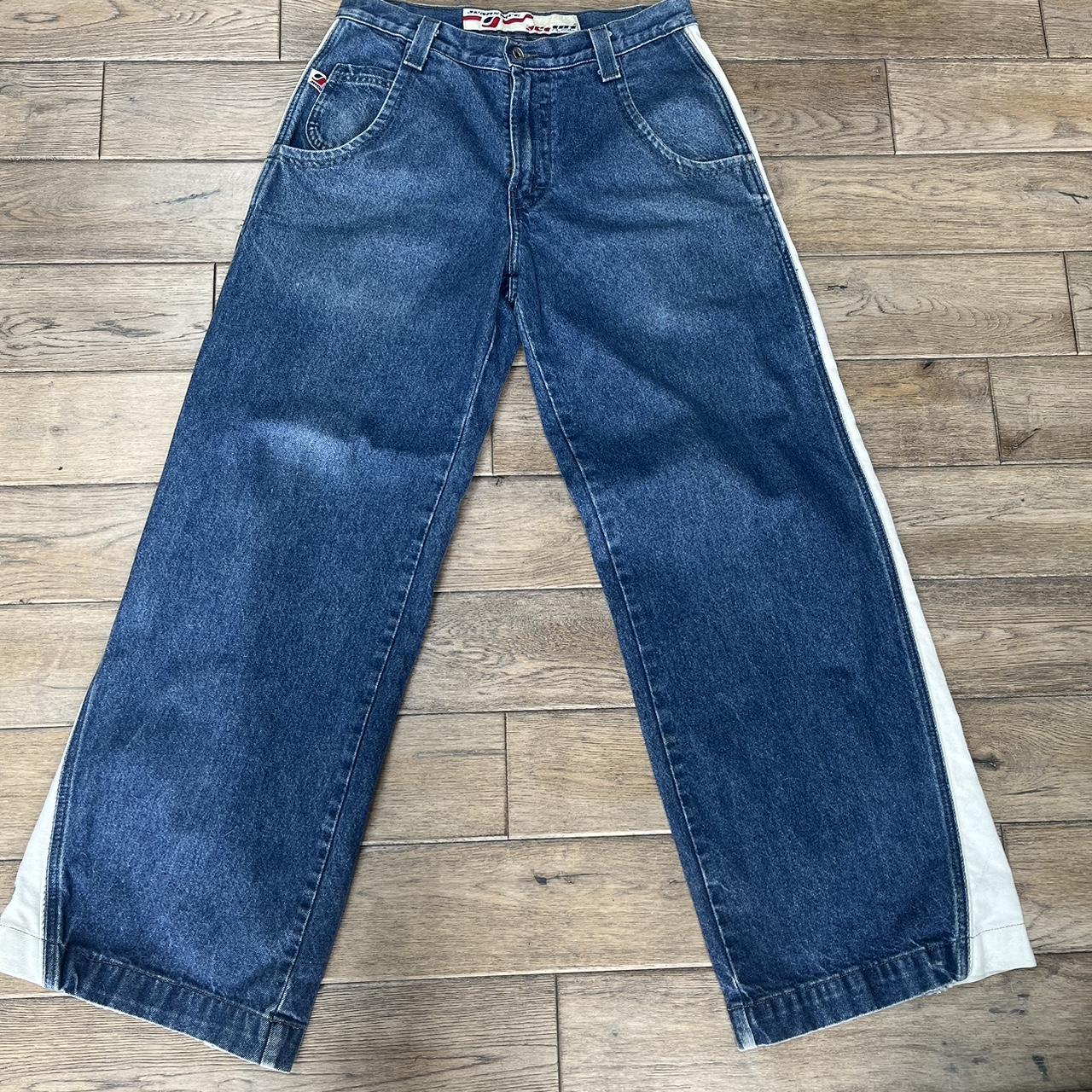 JNCO Men's Blue and White Jeans | Depop