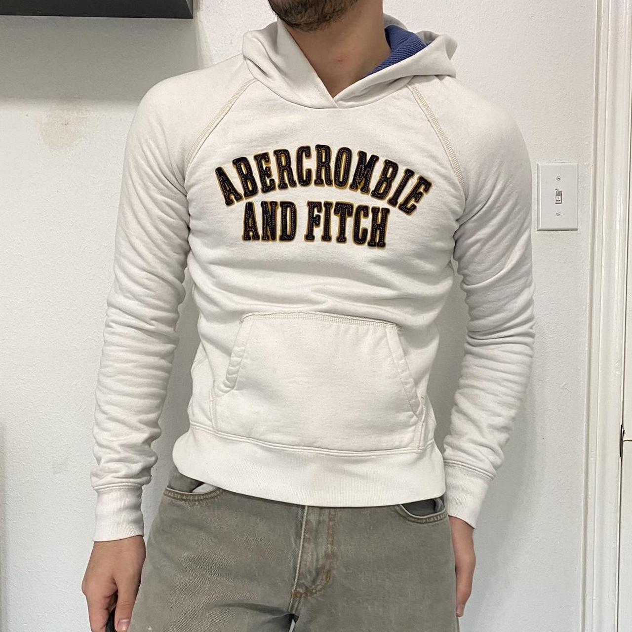 Abercrombie white hoodie mens sale