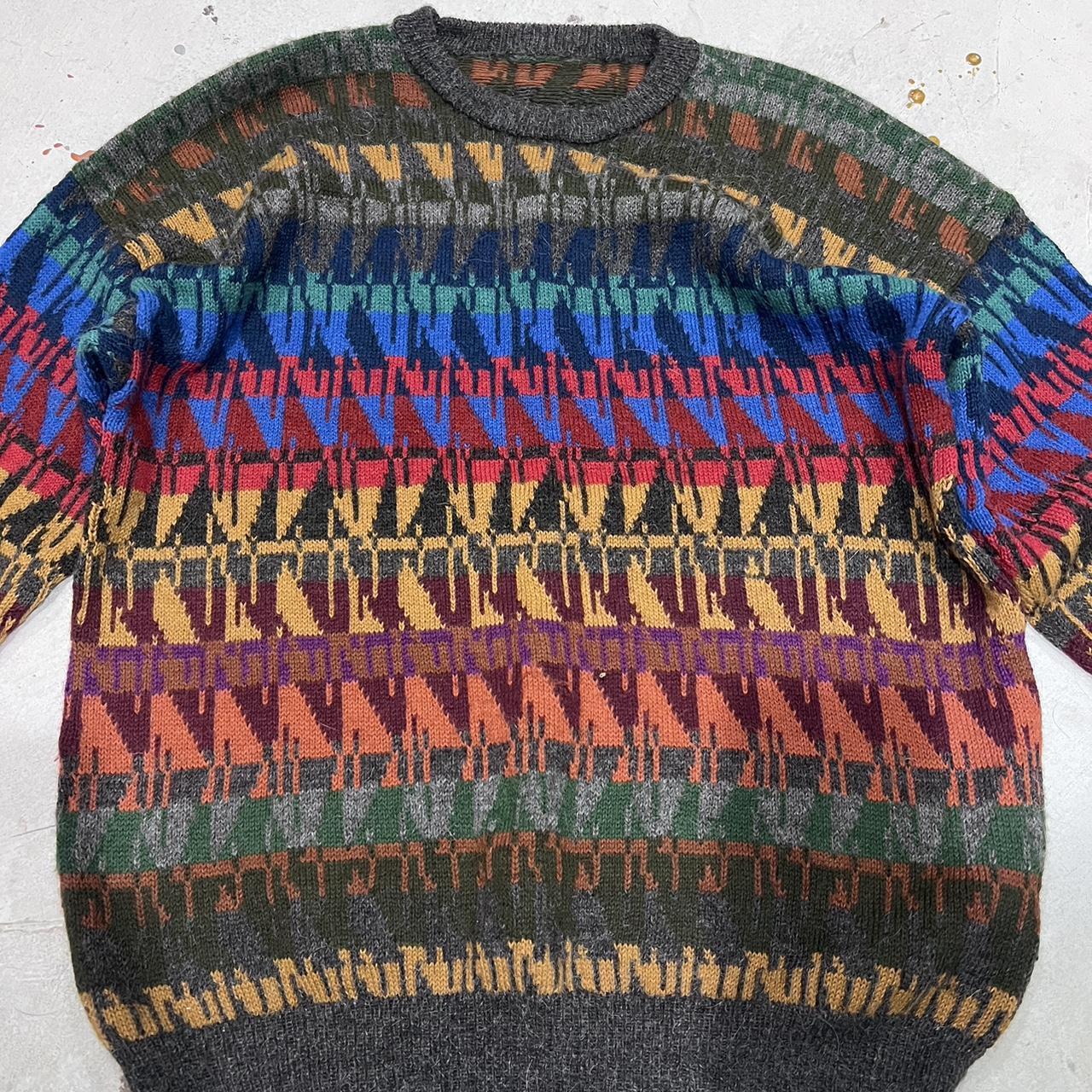 Vintage 90s Hand Knit Alpaca Sweater , Size XL...