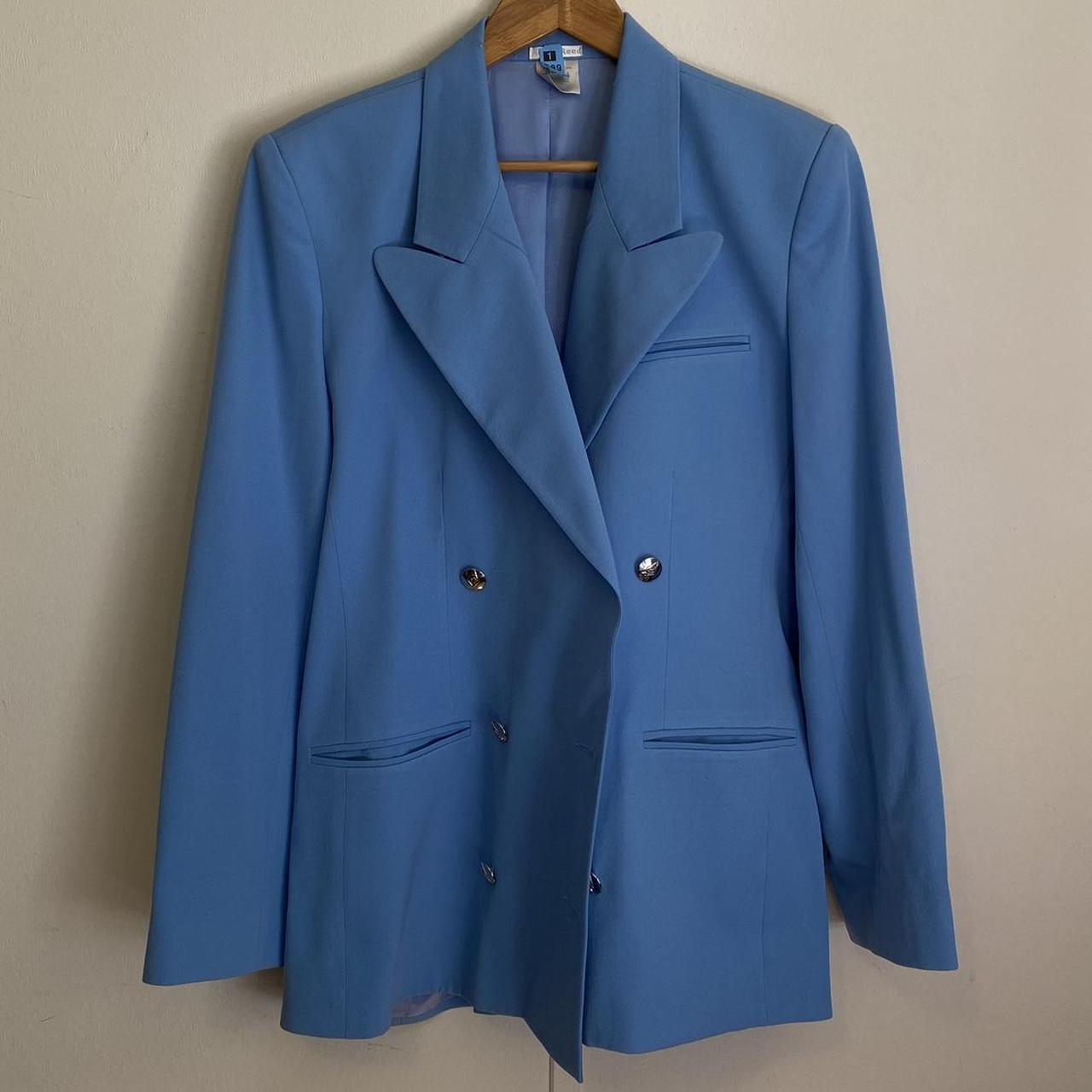 90s Austin Reed Blue Blazer with fabulous buttons... - Depop