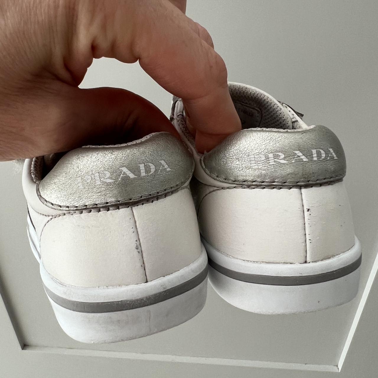 Silver on sale prada trainers