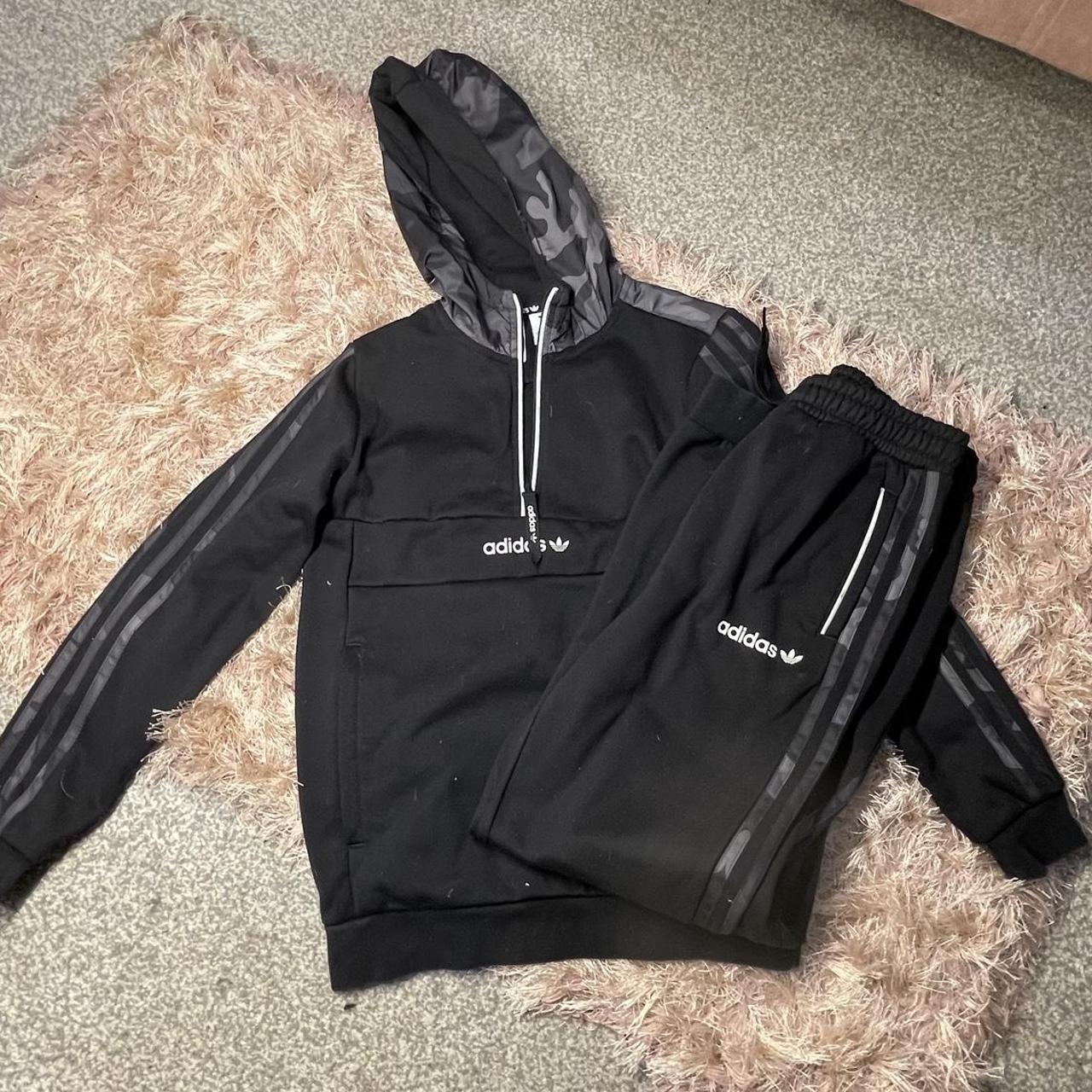 Selling this black and grey camo adidas hooded... - Depop