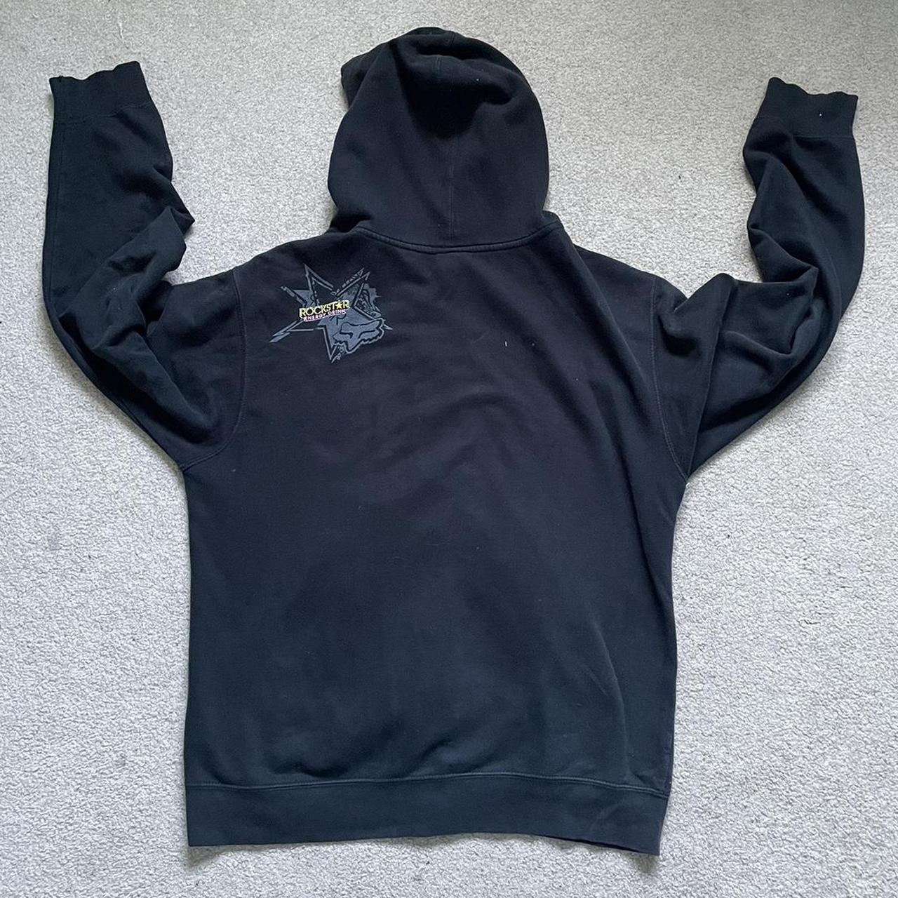 Y2k rockstar hoodie Zip up In fair condition Hole... - Depop