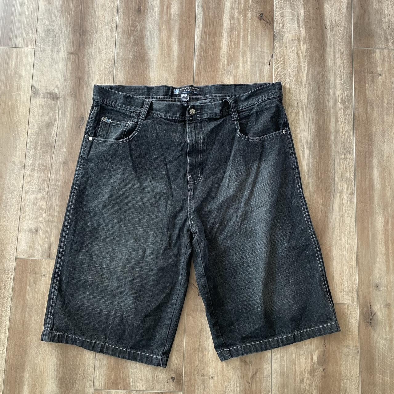 Baggy jorts Size 42 Nice fading front and back Black... - Depop