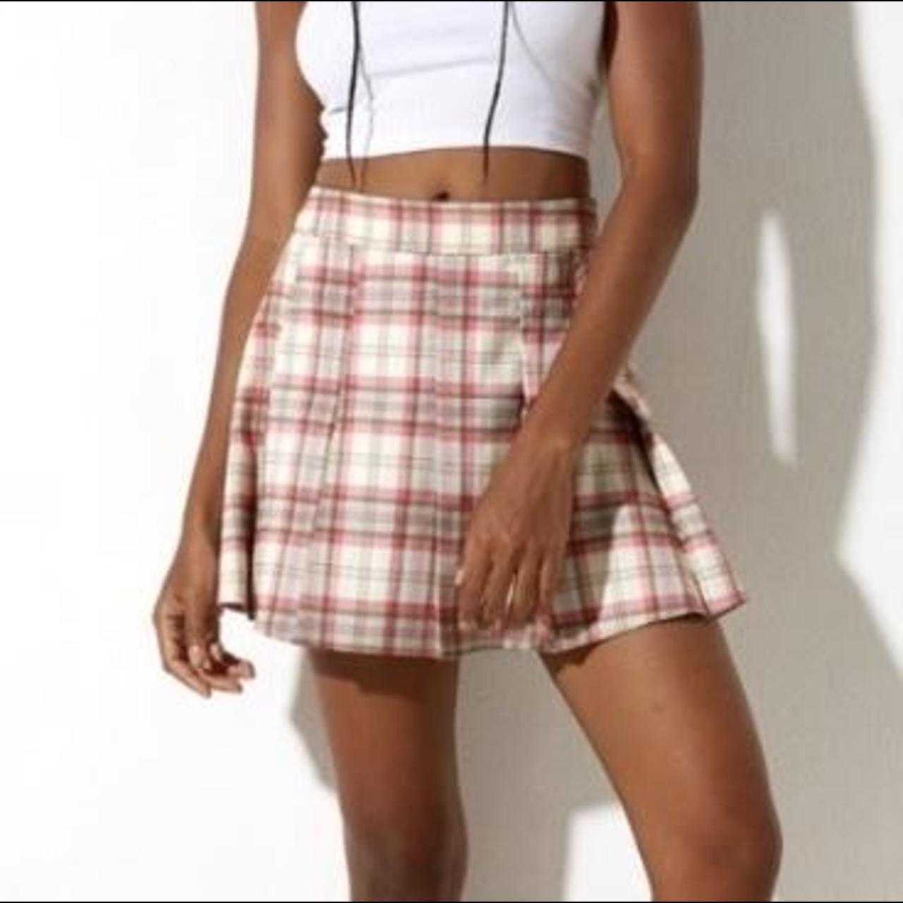 Motel rocks pink plaid skirt hotsell