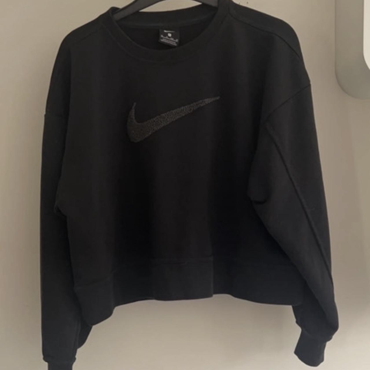 Nike Cropped Black Jumper Size XS Bought for £25... - Depop