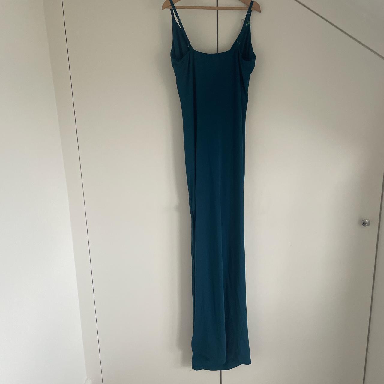 Strappy blue ball dress, with a high slit down the... - Depop