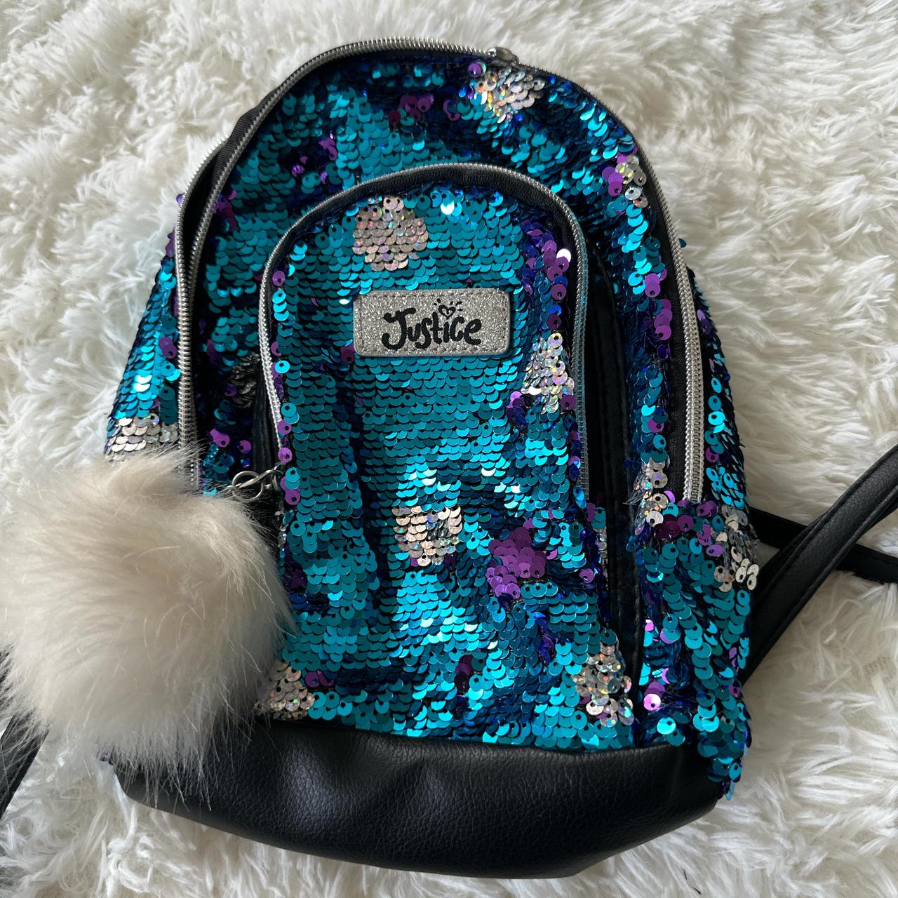 Justice blue sequin backpack best sale