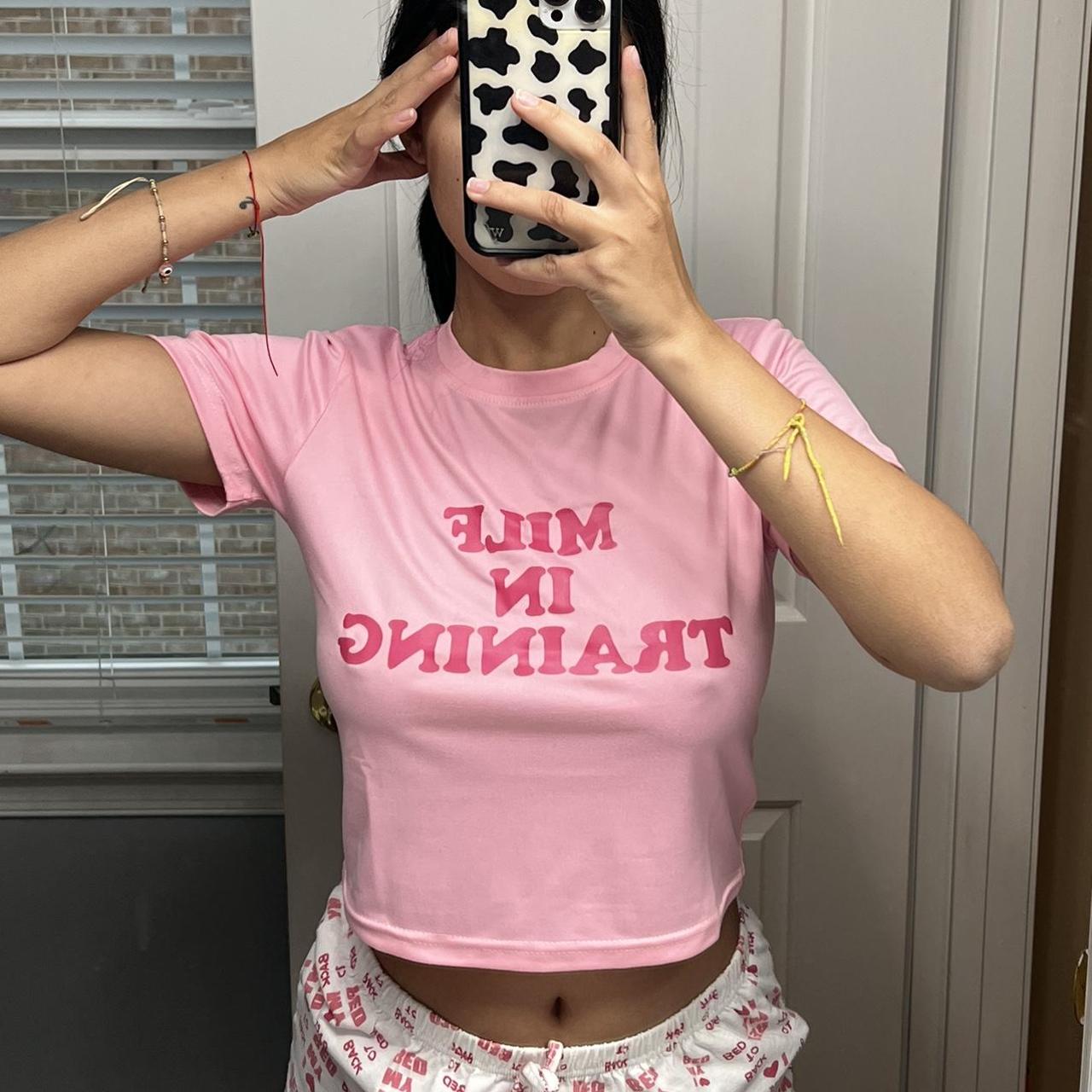 💗Milf in Training Pink Baby Tee Baby Pink and Hot... Depop