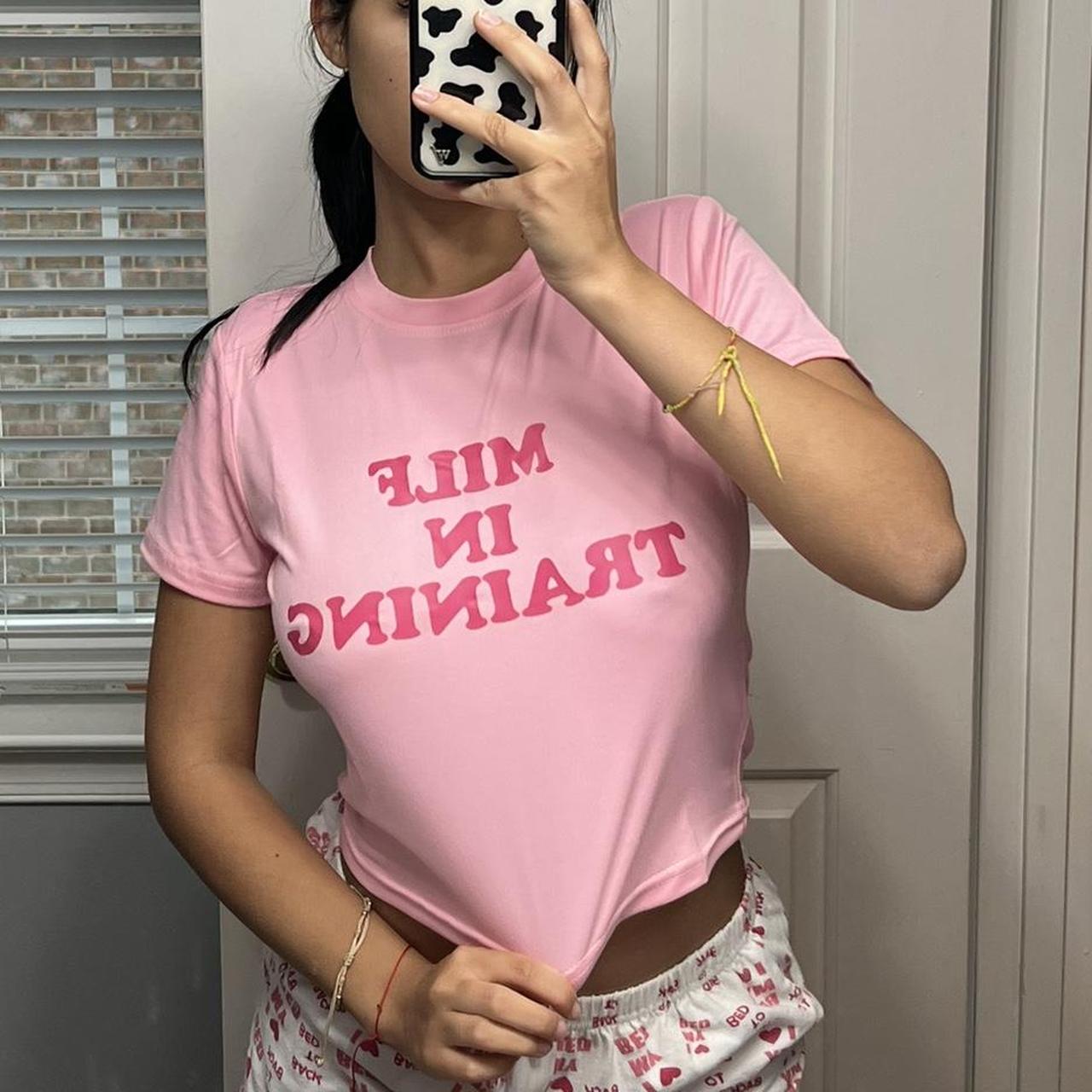 💗Milf in Training Pink Baby Tee Baby Pink and Hot... Depop