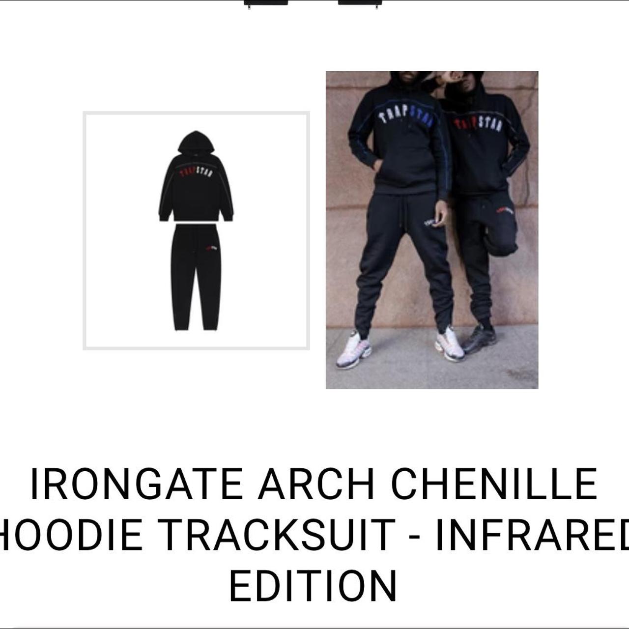 Trapstar Men's Black and Red Hoodie Depop