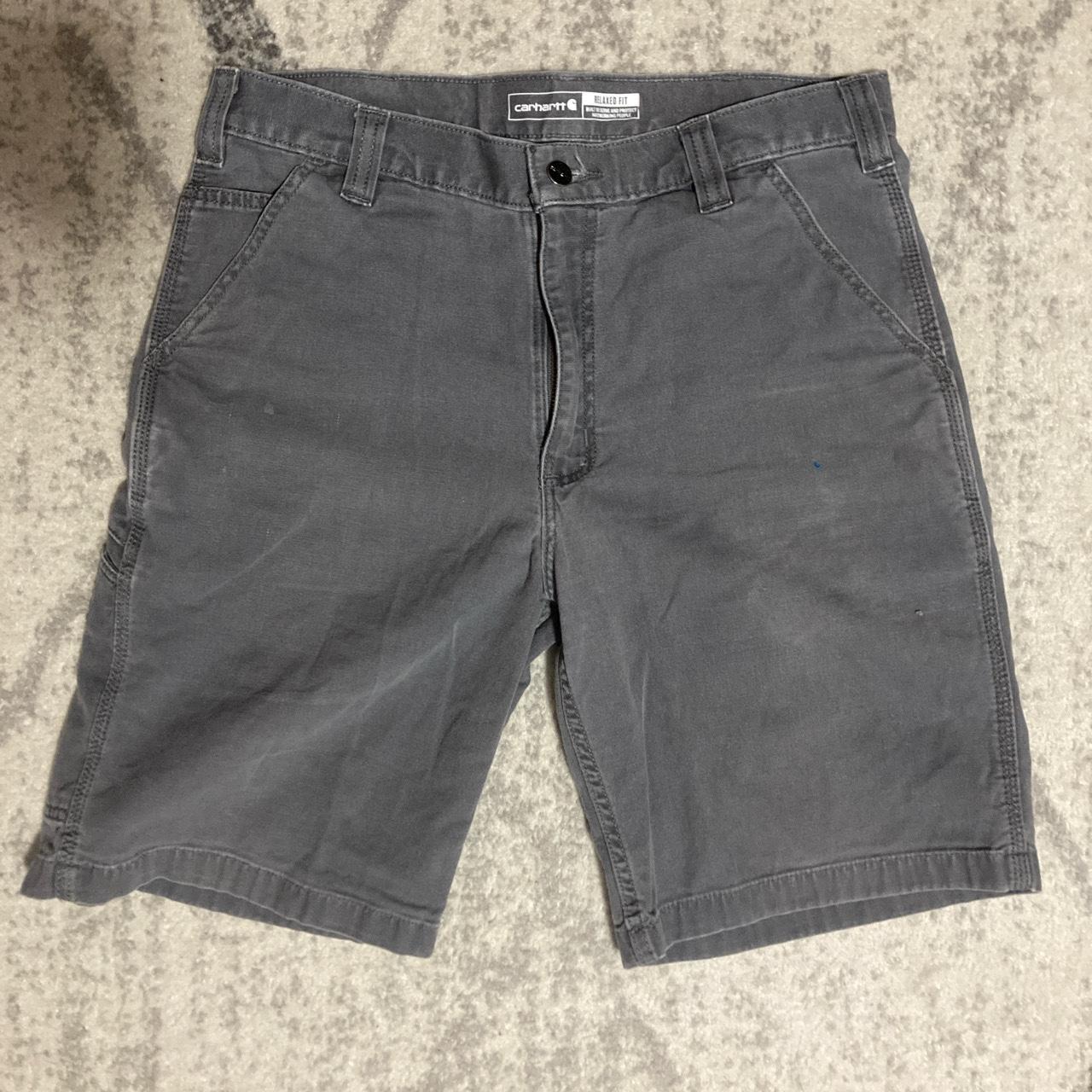 grey carhartt jorts size 34 8/10 condition small... - Depop