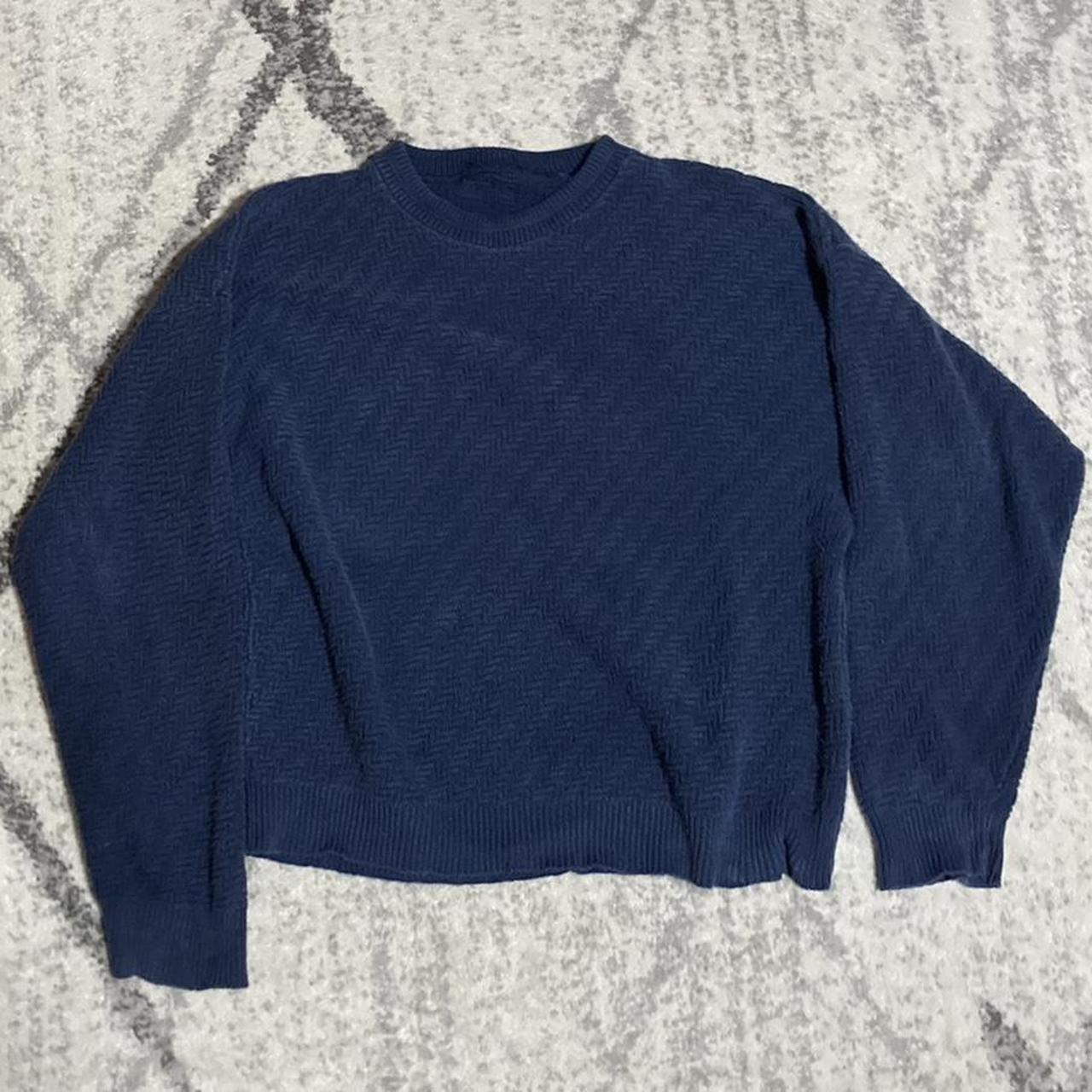 blue grandpa knit sweater men’s large/xl 9/10 condition - Depop