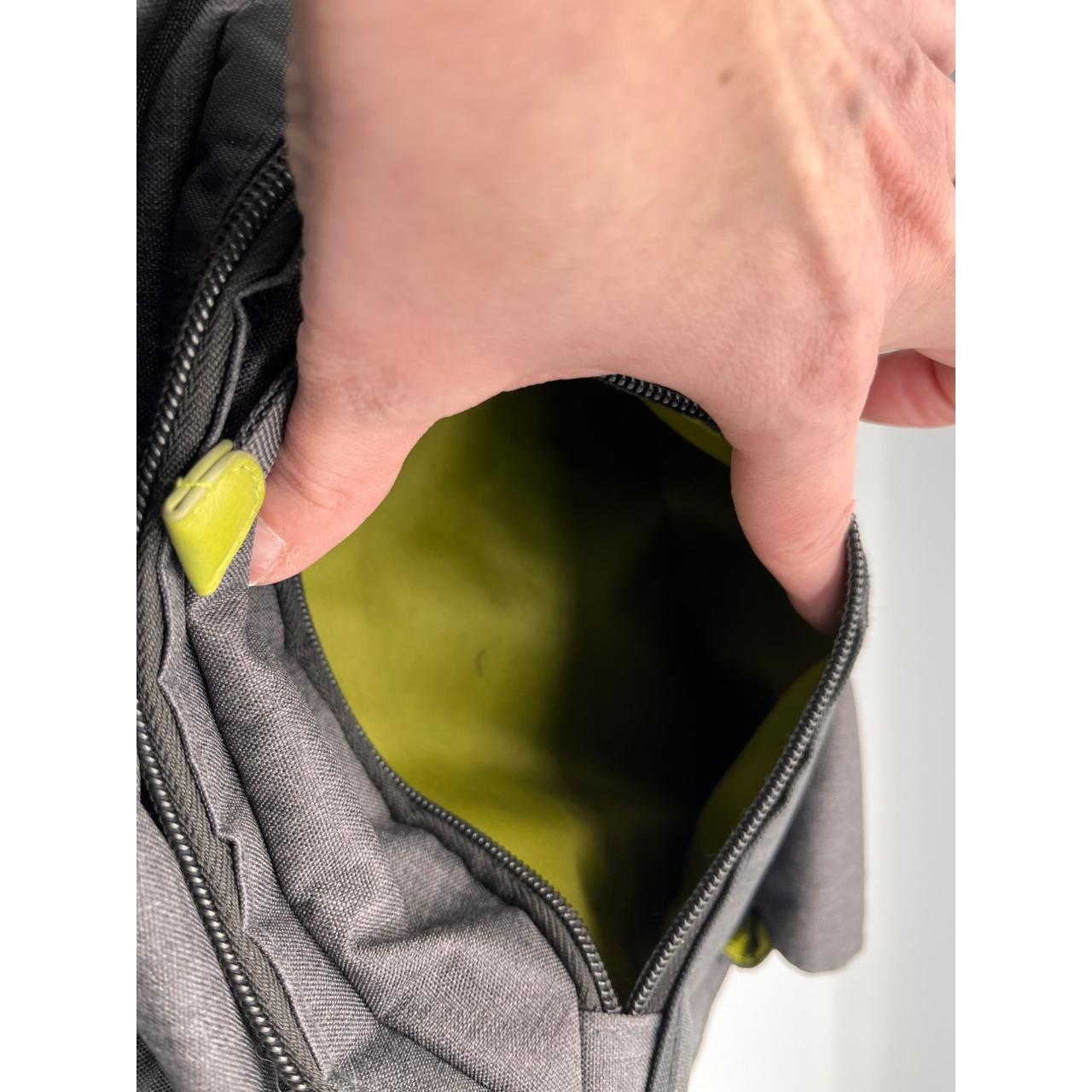 Eddie Bauer Backpack/Diaper Bag, light gray and lime... Depop