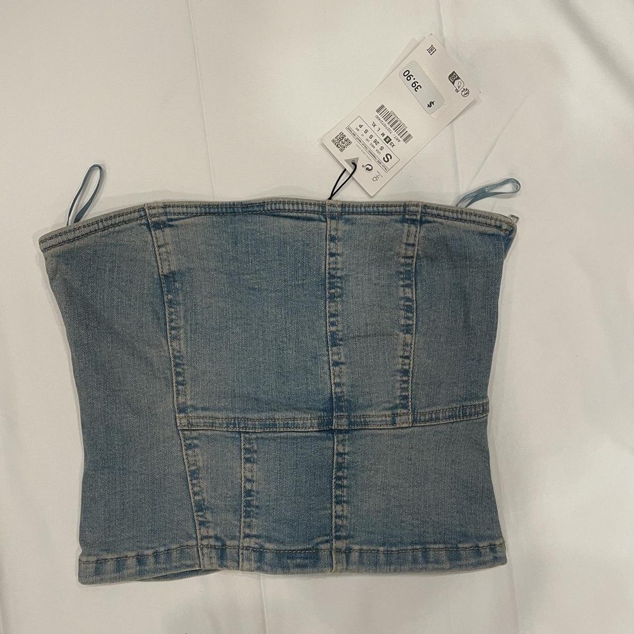 Zara denim tube top brand new with tags size small... Depop