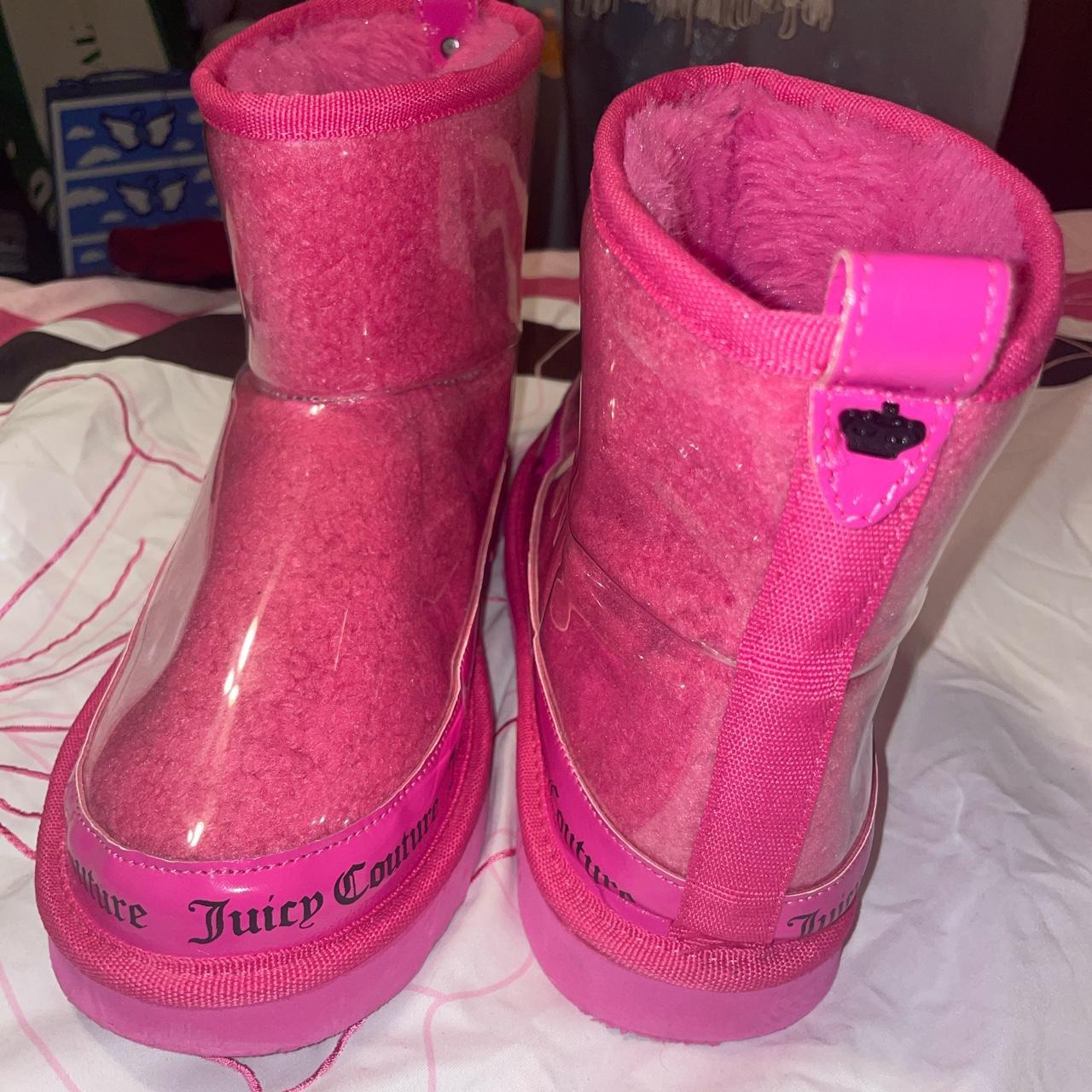 Juicy Couture Women's Pink and Black Boots Depop