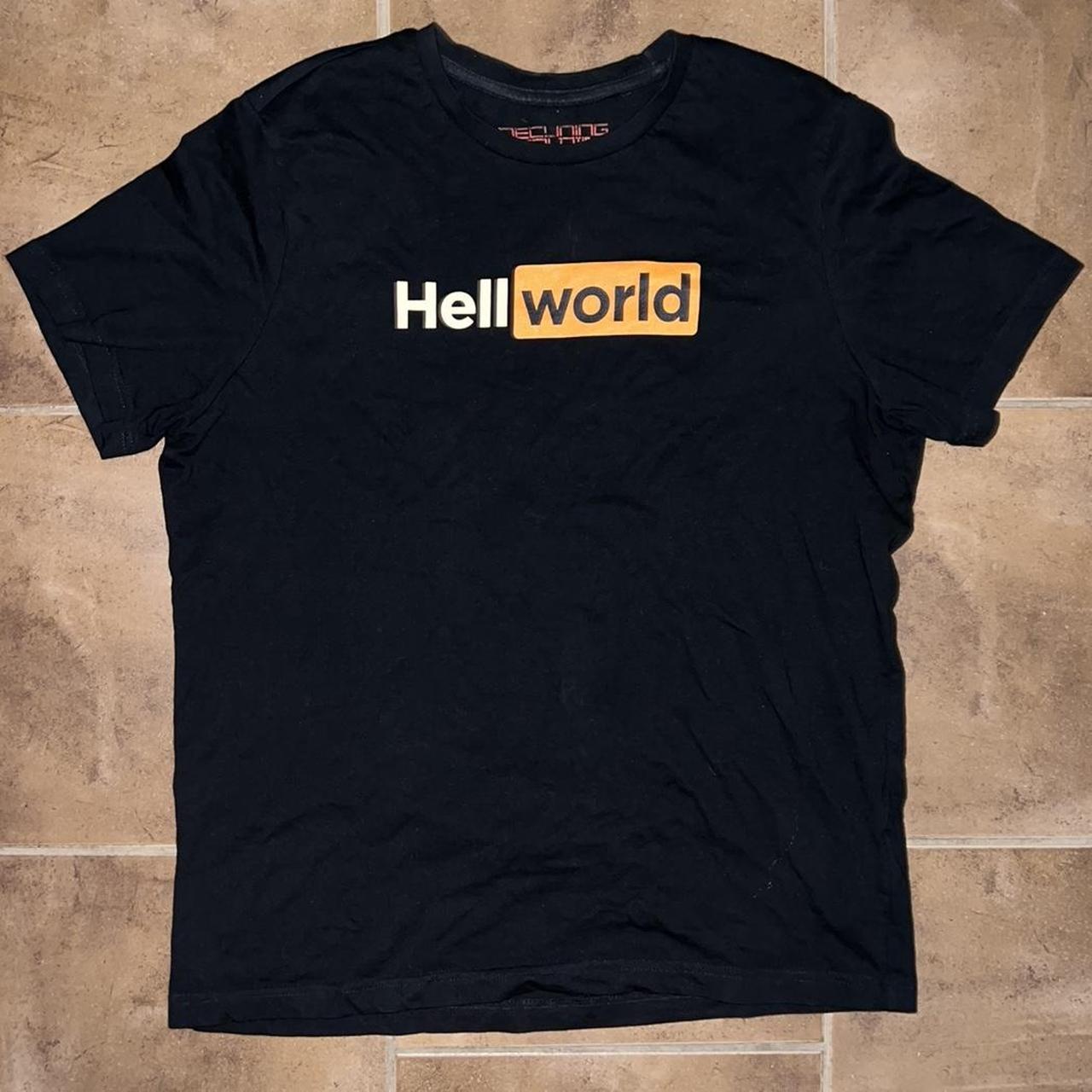 porn hub black shirt hell world #vintagetee... - Depop