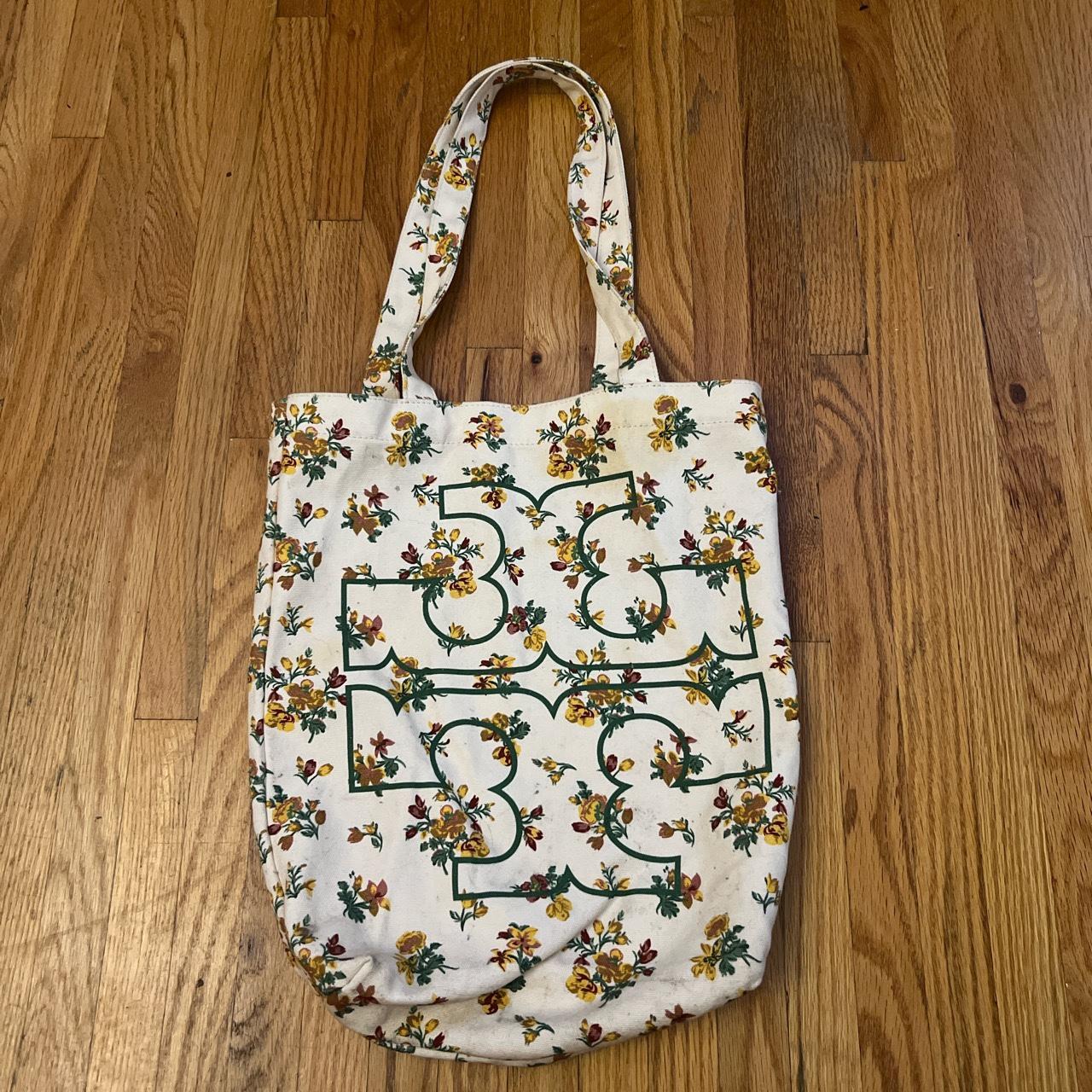 TORY BURCH Mercer Street Canvas Tote Bag - Natural - - Depop