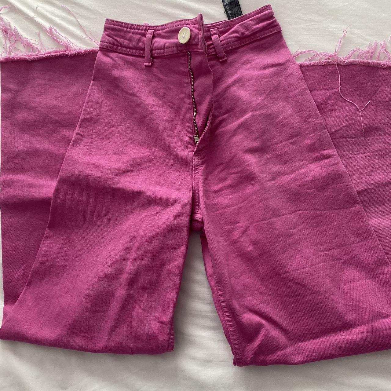 Zara pink high wasted marine jeans Only worn a... - Depop