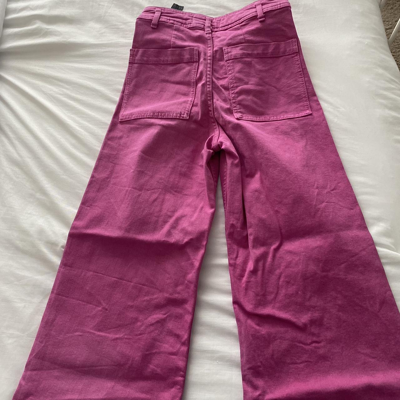 Zara pink high wasted marine jeans Only worn a... - Depop