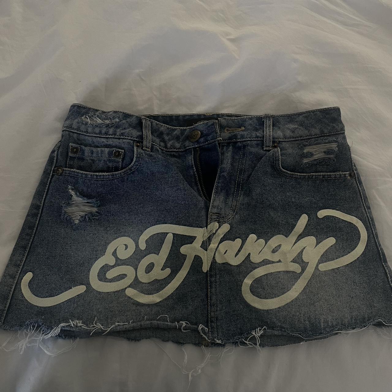 ed hardy mini skirt worn once - Depop