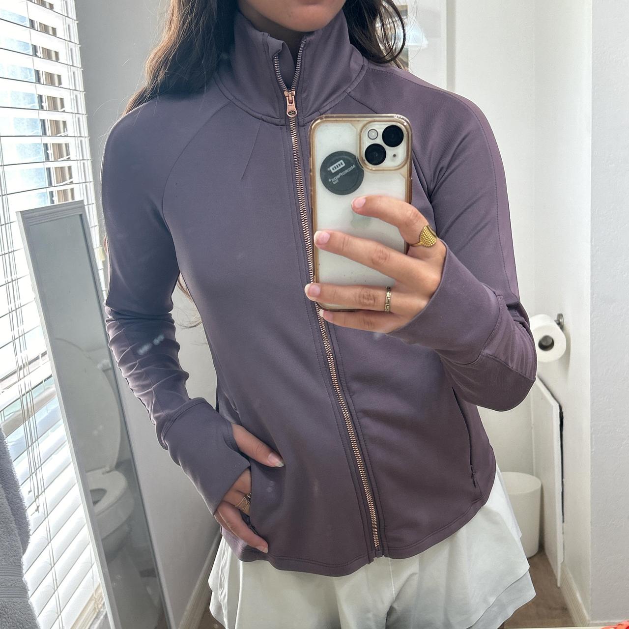 small plum athletic turtleneck sweatshirt with mesh. Depop