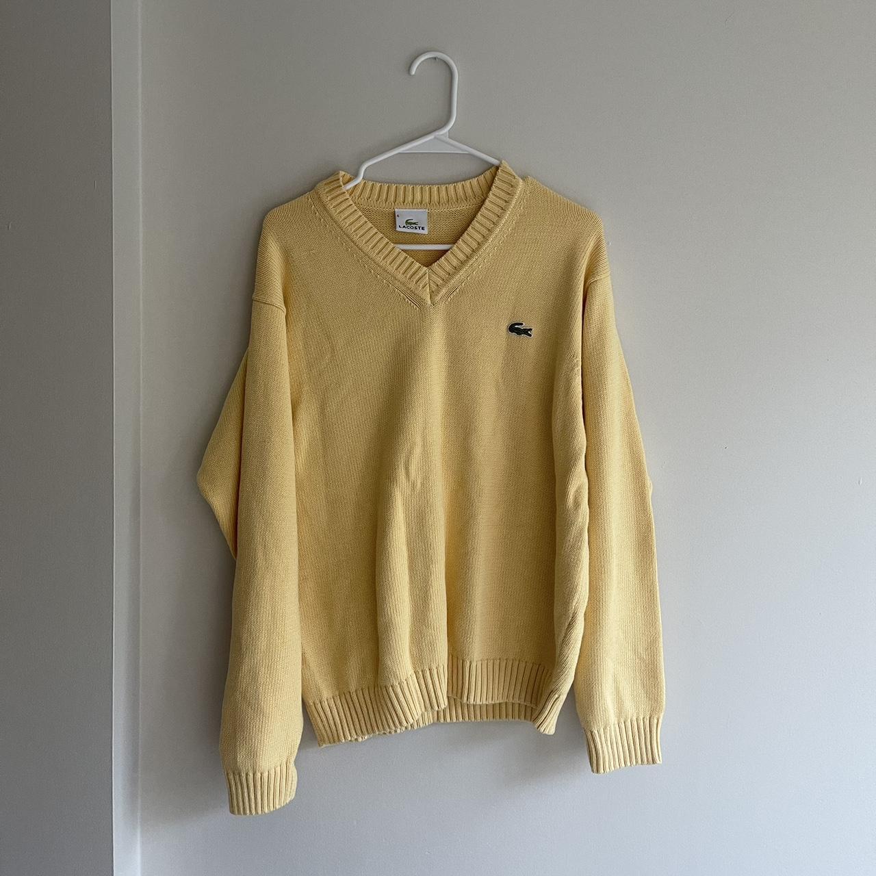 Vintage Yellow Lacoste Sweater Made in France, Size... - Depop