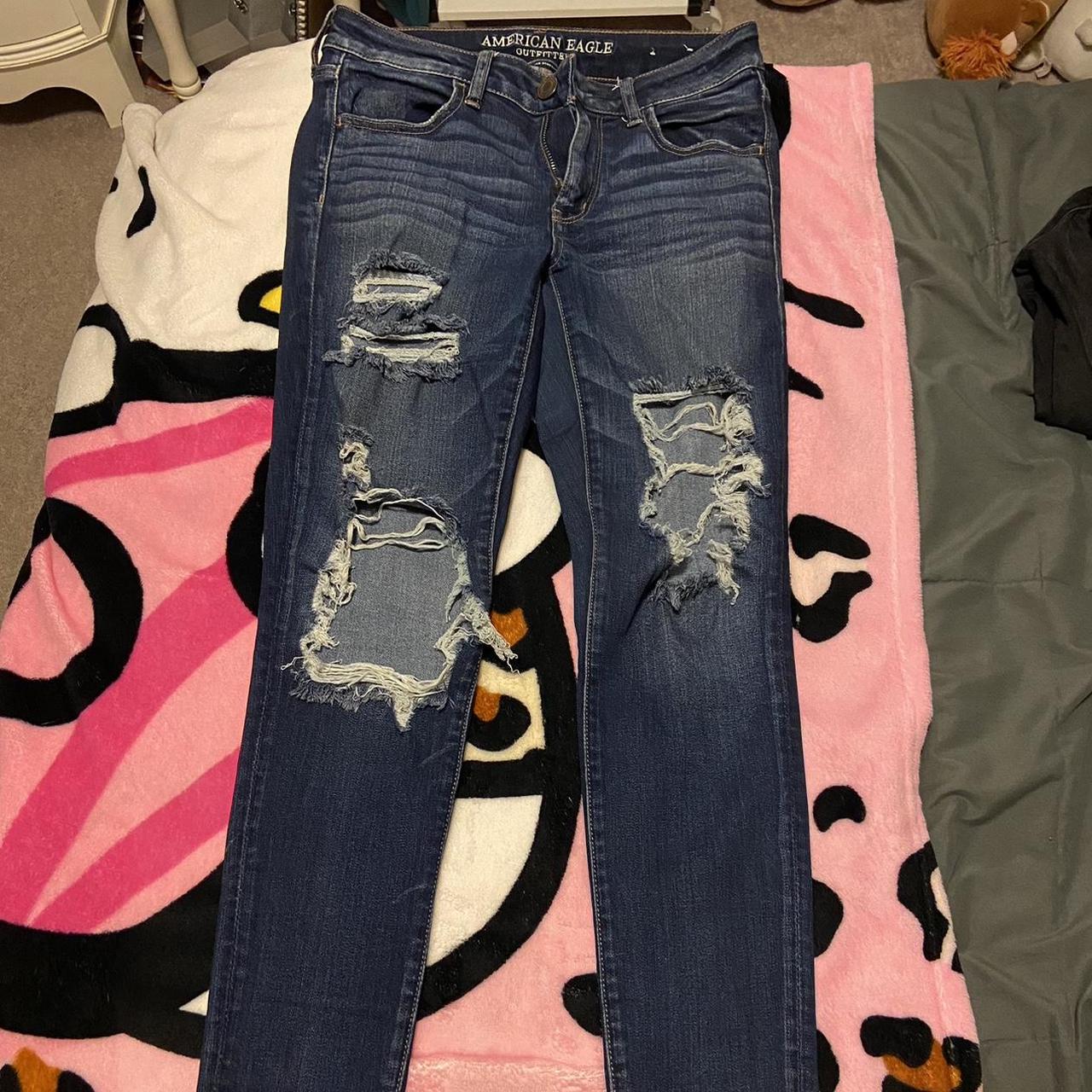 American Eagle Outfitters Women's Navy Jeans Depop