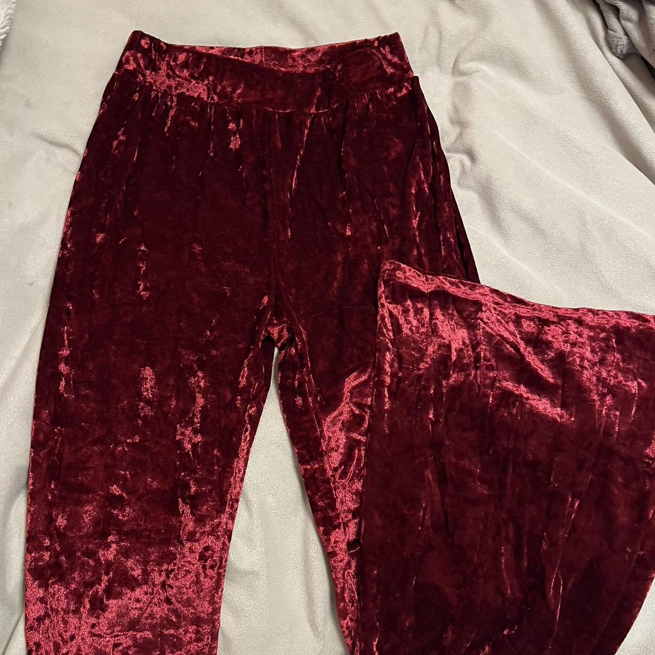 red velvet flare pants vintage BODY by victoria - Depop