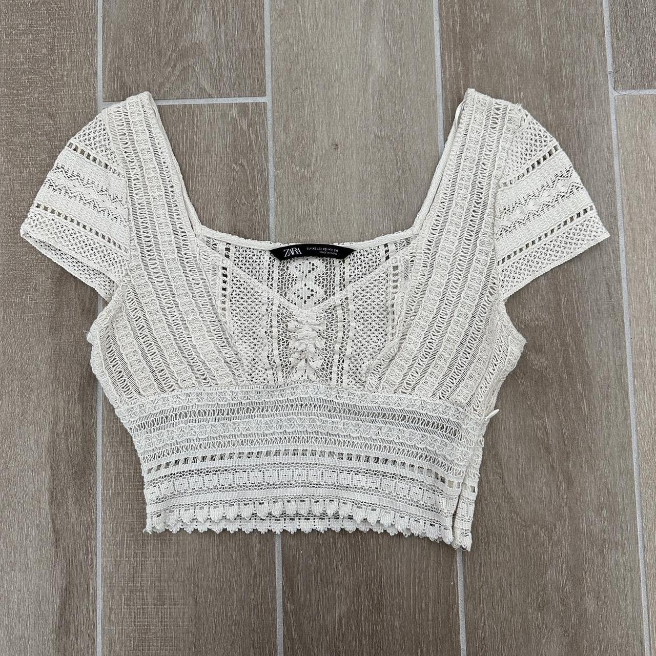 Zara crochet detailed crop top - Depop
