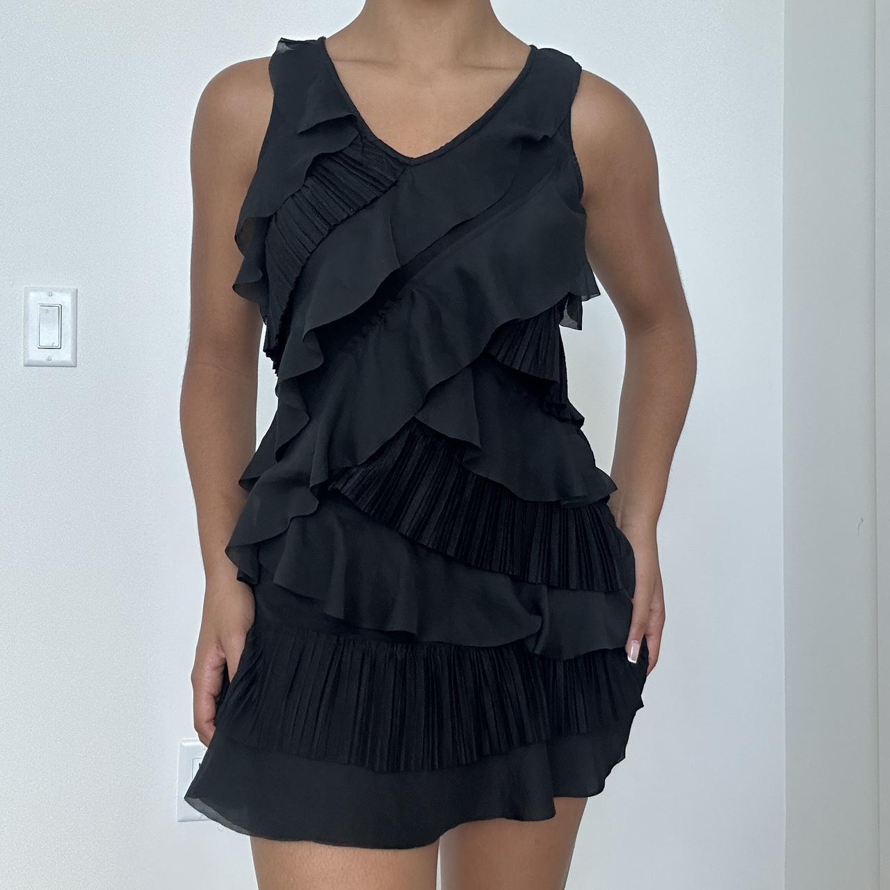 Loft black 2025 ruffle dress