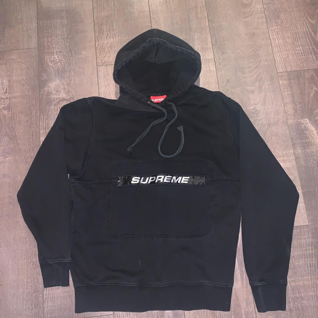 Supreme zip pouch sales hooded sweatshirt black