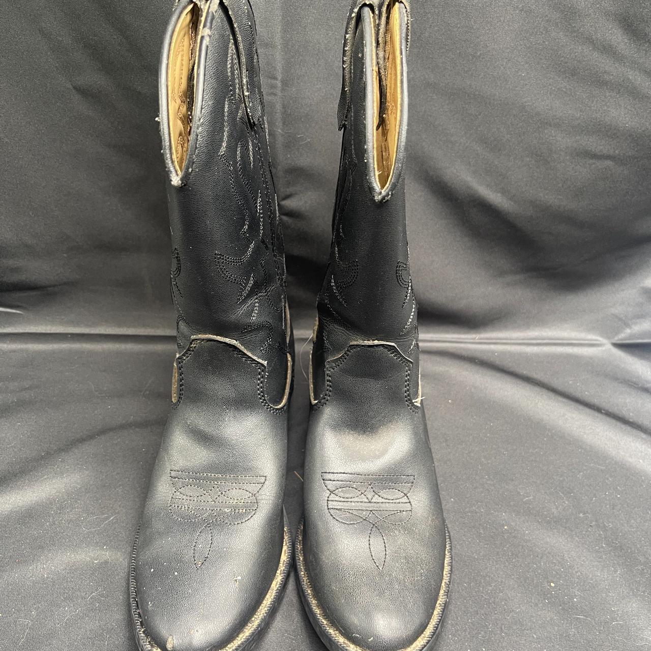 Vintage Youth Black Faded Glory Western Cowboy Boots. Depop