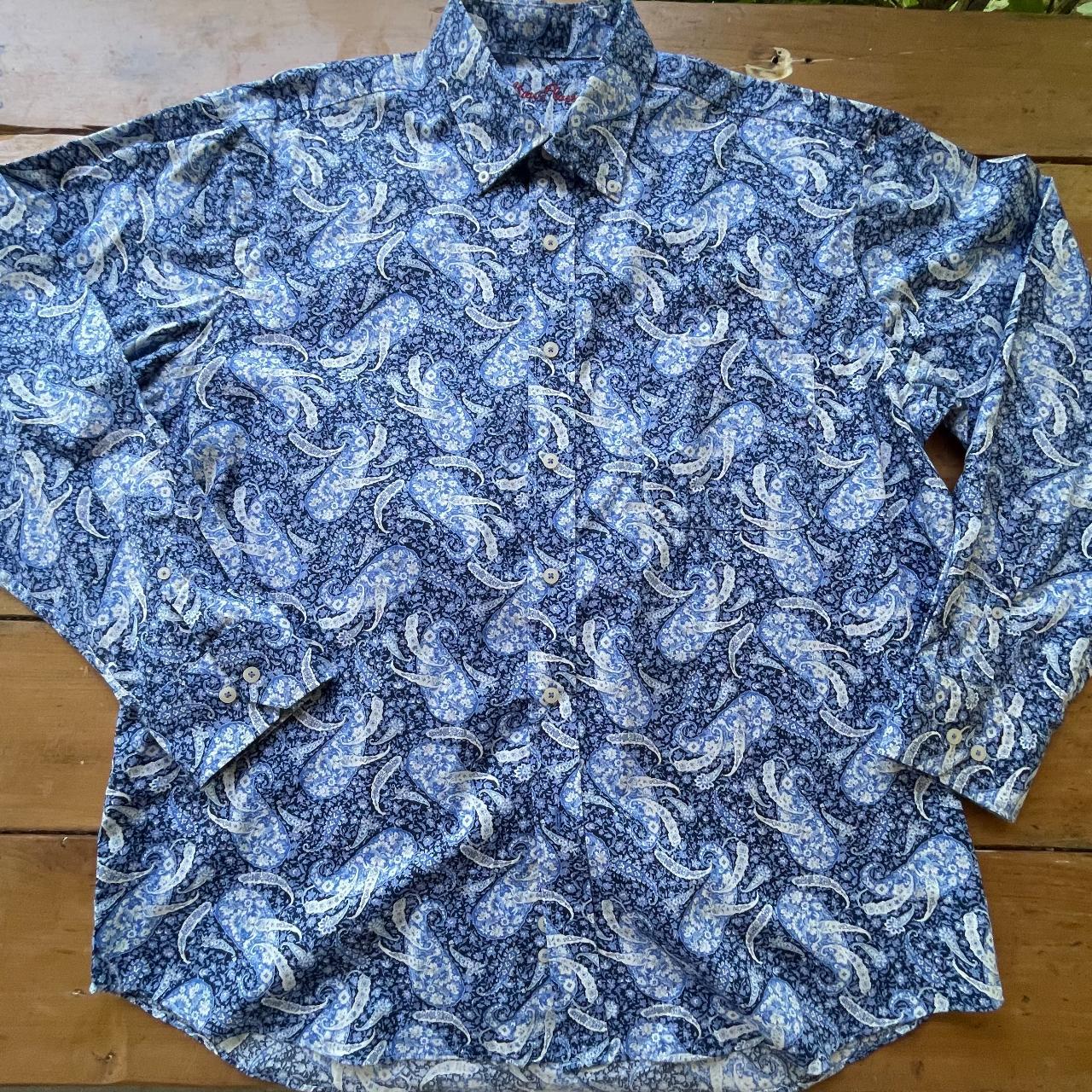 Alan Flusser Paisley Button Up Long Sleeve XL Shirt - Depop