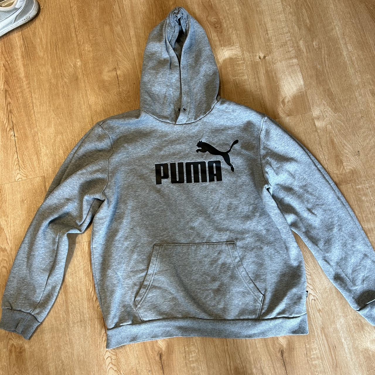 grey puma hoodie! excellent condition no... - Depop