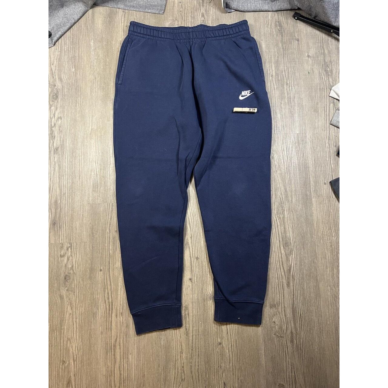 Vintage Nike Sweatpants Navy Blue Fleece Grey Embroidered Swoosh