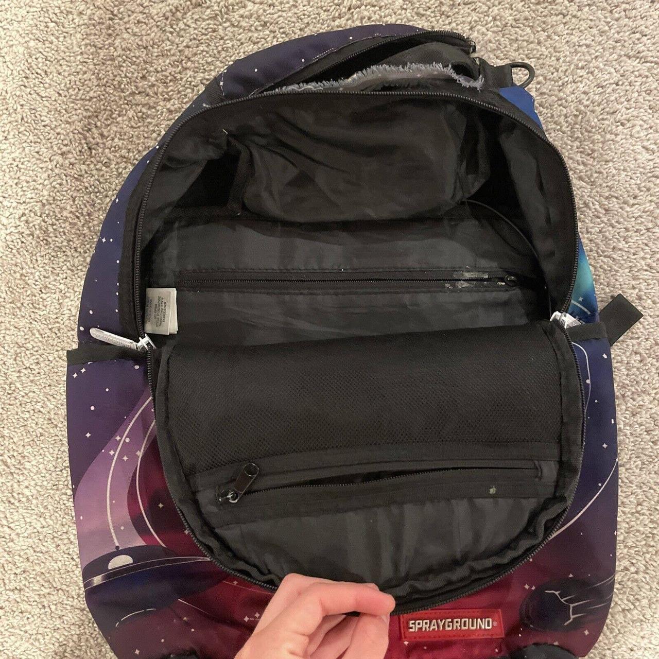 Sprayground backpack teddy bear red/black[has little - Depop
