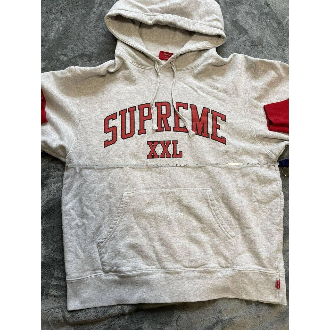 Supreme XXL Hoodie Sweatshirt Gray/ Red Spell Out... - Depop