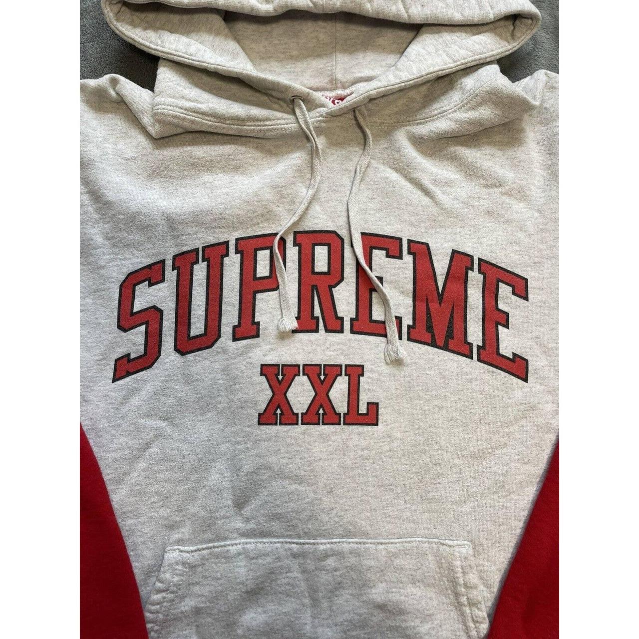 Supreme XXL Hoodie Sweatshirt Gray Red Spell Out