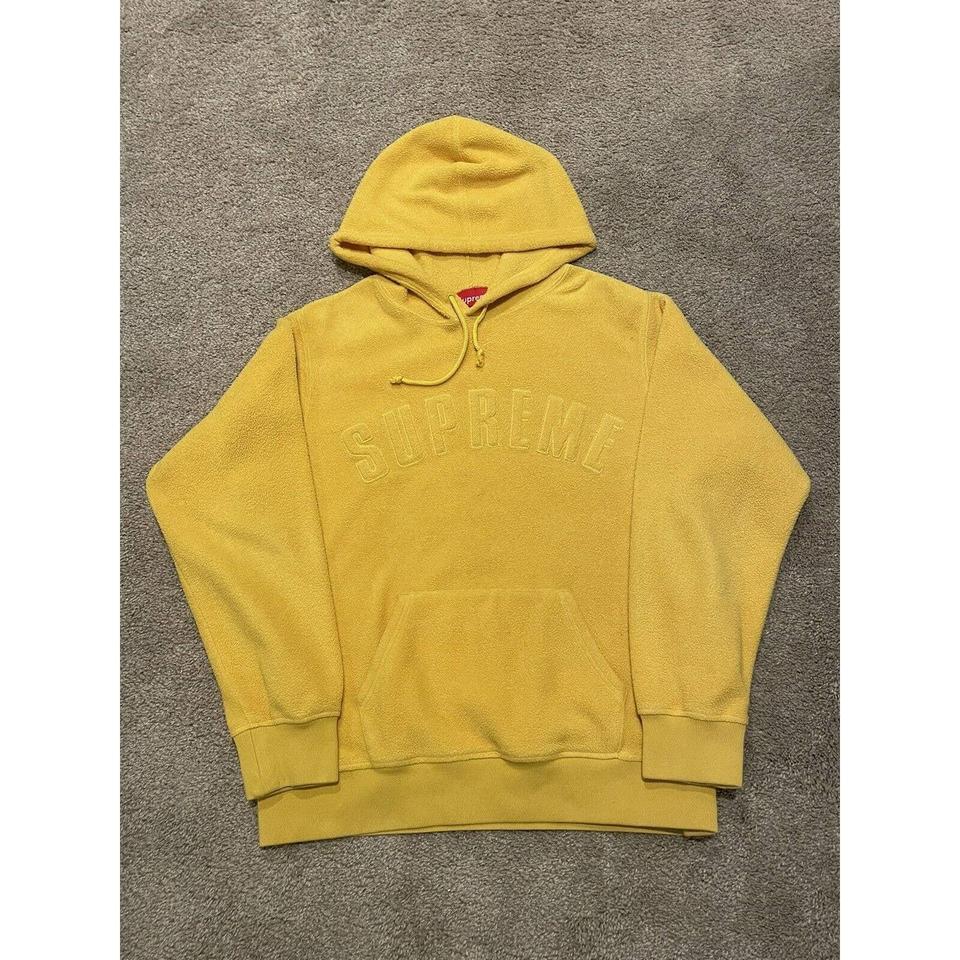 Supreme Polartec Yellow Teddy Fleece Hoodie... - Depop